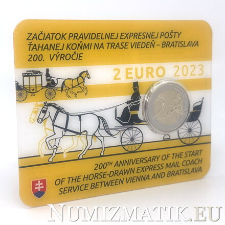 2 EURO/2023 - Začiatok pravidelnej expresnej pošty ťahanej koňmi na trase Viedeň - Bratislava - 200. výročie coincard