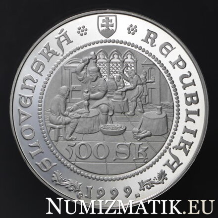 Averz mince 500 Sk/1999 - Zahájenie razby toliarových mincí v Kremnici - 500. výročie