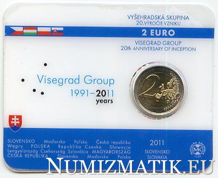 2 EURO/2011 - Vyšehradská skupina - 20. výročie vzniku - Coin card