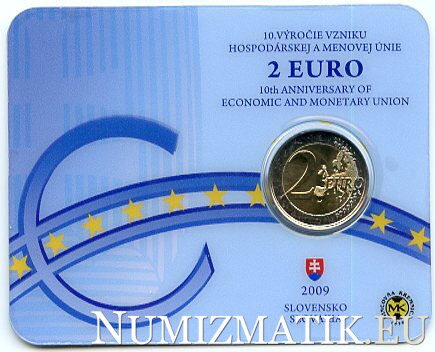 2 EURO/2009 - Hospodárska a menová únia - 10. výročie vzniku - Coin card