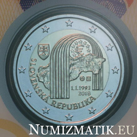 Detail averzu mince 2 EURO/2018 - Vznik Slovenskej republiky - 25. výročie - Coin card