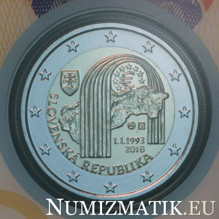 Detail averzu mince 2 EURO/2018 - Vznik Slovenskej republiky - 25. výročie - Coin card Detail averzu mince 2 EURO/2018 - Vznik Slovenskej republiky - 25. výročie - Coin card