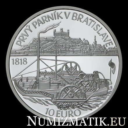 10 EURO/2018 - 200th anniversary of the first time a steamer sailed on the Danube River in Bratislava