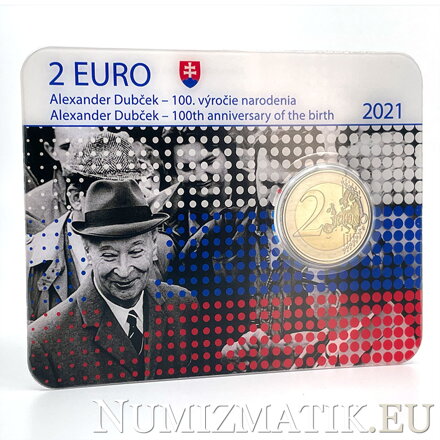 2 EURO/2021 - Alexander Dubček - 100. výročie narodenia - Coin Card