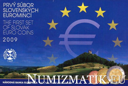 Sada mincí Slovenskej republiky 2009 - Prvý súbor slovenských euromincí Proof Like