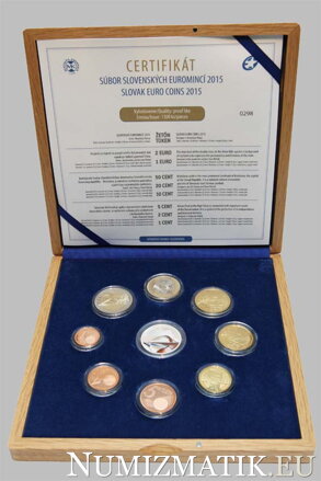 Slovak euro coins 2015 -  Proof Like v drevenej etui