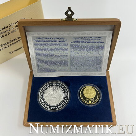 5000 Sk/1999 + 500 Sk/1999 - Zahájenie razby toliarových mincí v Kremnici - 500. výročie - dvojička v etui