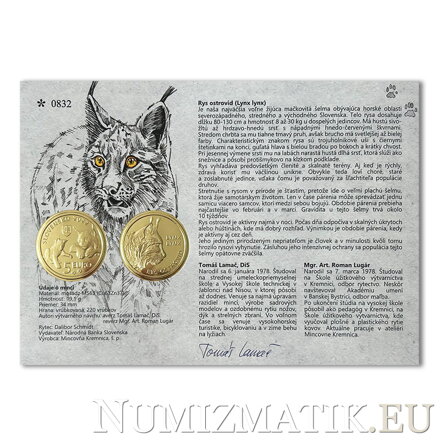 Autorská karta 5 EURO/2022 - Rys ostrovid - fauna a flóra na Slovensku