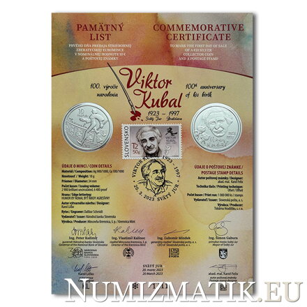 Pamätný list 10 EURO/2023 - Viktor Kubal - 100. výročie narodenia