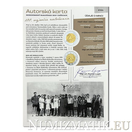 Autorská karta 2 EURO/2024 - Medzinárodný maratónsky beh v Košiciach - 100. výročie založenia