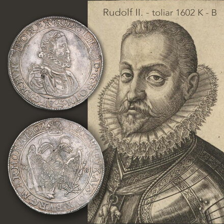 RUDOLF II. - toliar 1602 KB - averz a reverz mince