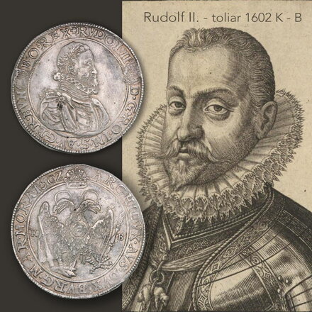 RUDOLF II. - toliar 1602 KB - averz a reverz mince RUDOLF II. - toliar 1602 KB - averz a reverz mince
