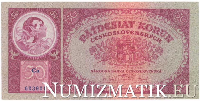 50 Kč/1929 séria Ca, neperforovaná