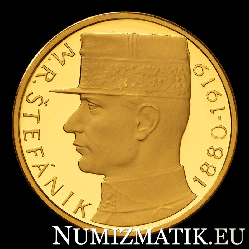 10 Kčs/1991 - M. R. Štefánik - zlatá replika mince - D. Zobek