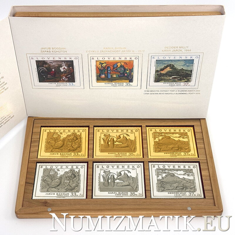 Známky z emisie umenie 2004 - 2006 - zlaté a strieborné známky v etui