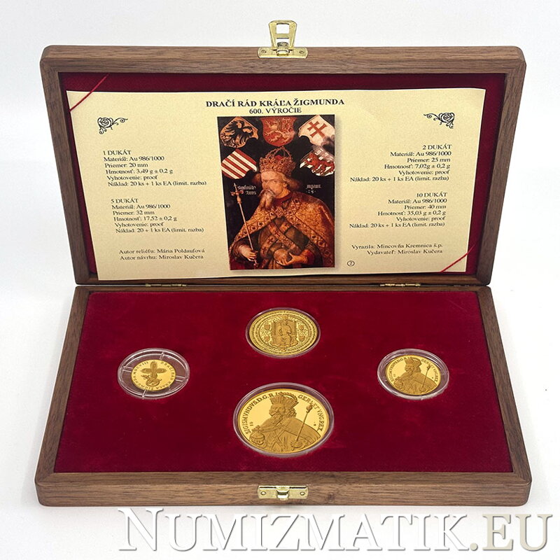 Dračí rád kráľa Žigmunda - 600. výročie - sada zlatých dukátov v etui