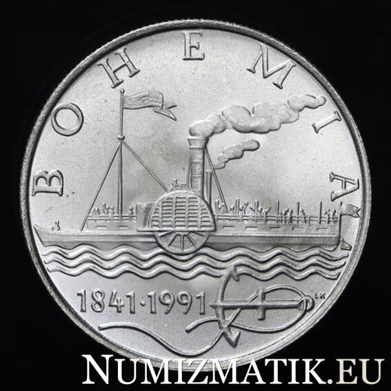 50 Kčs/1991 - 1. český parník Bohemia - zahájenie plavby