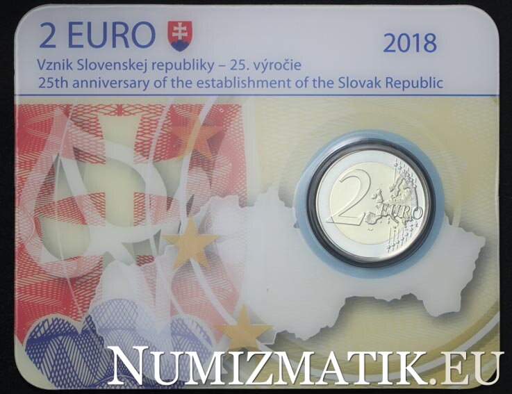 2 EURO/2018 - Vznik Slovenskej republiky - 25. výročie - Coin card