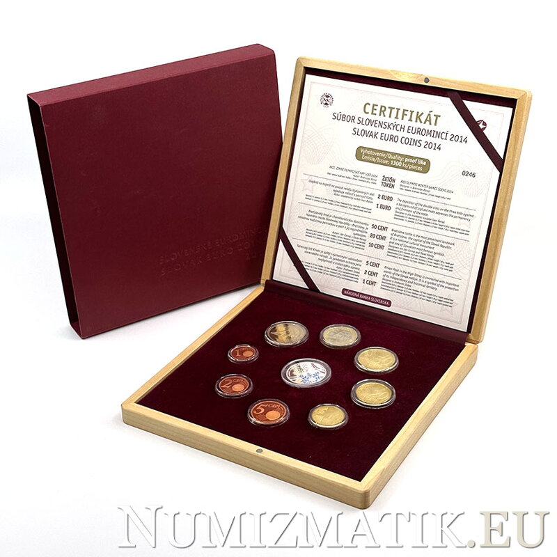 Sada mincí Slovenskej republiky 2014 - Olympijské hry v Soči, Proof Like v drevenej etui