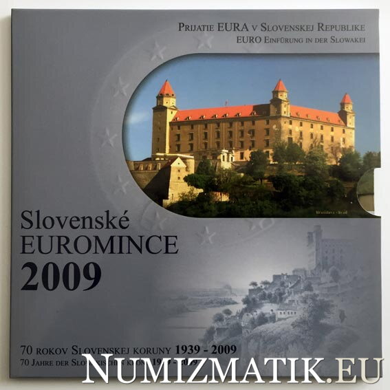 Sada slovenských euromincí s motívom 70 rokov Slovenskej koruny 1939 - 2009