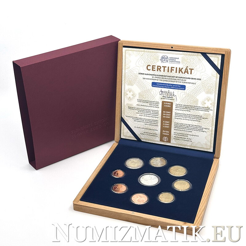 Sada mincí Slovenskej republiky 2023 - 30. výročie vzniku Slovenskej republiky - Proof v drevenej etui