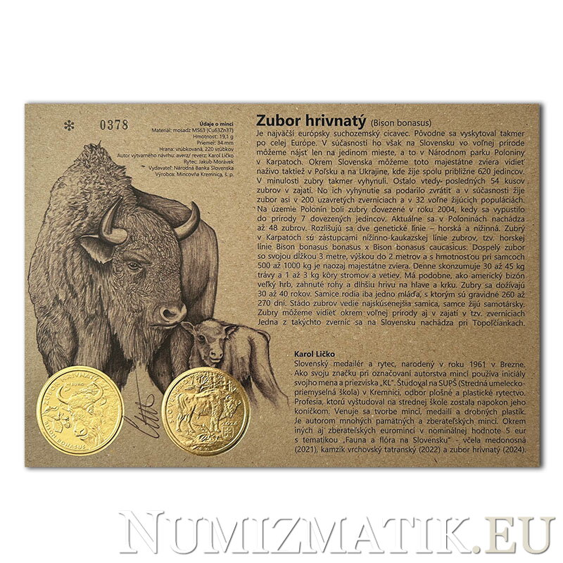 Autorská karta 5 EURO/2024 - Zubor hrivnatý - fauna a flóra na Slovensku