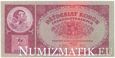 50 Kč/1929 séria Ca, neperforovaná