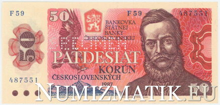 50 Kčs/1987 séria F 59 - SPECIMEN