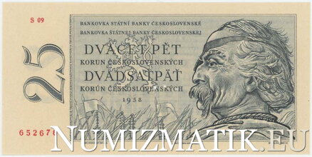 25 Kčs/1958 séria S, perforovaná