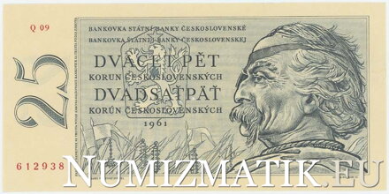 25 Kčs/1961 séria Q, perforovaná
