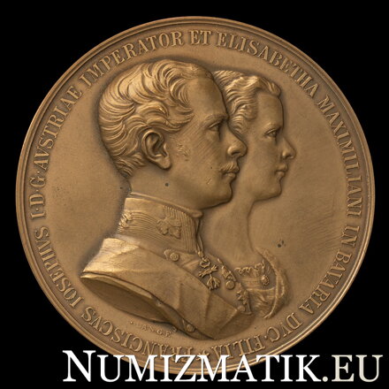 Svadba Františka Jozefa I. a Alžbety Bavorskej - AE medaila 1854/1912 HMA