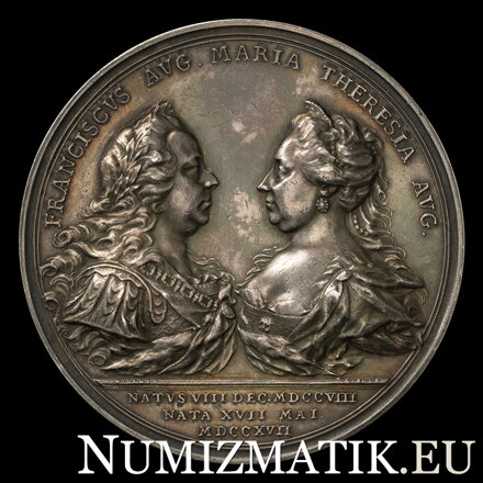 Cisárska rodina, František I. Lotrinský a Mária Terézia - AG medaila 1759/1958 HMA