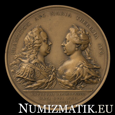 Cisárska rodina, František I. Lotrinský a Mária Terézia - AE medaila 1759/1958 HMA