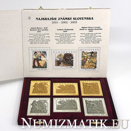 Najkrajšie známky Slovenska 2001 - 2002 - 2003 - zlaté a strieborné známky