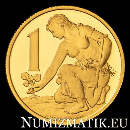 1 Kčs/1991 - zlatá a strieborná replika mince