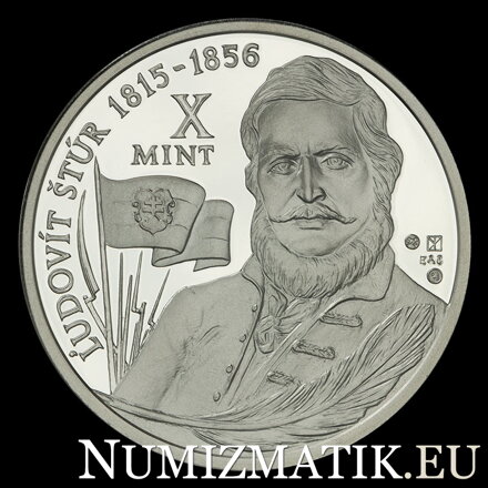 Ľudovít Štúr - 200. výročie narodenia - nerealizované motívy zo súťaže na striebornú zberateľsku mincu 10 €