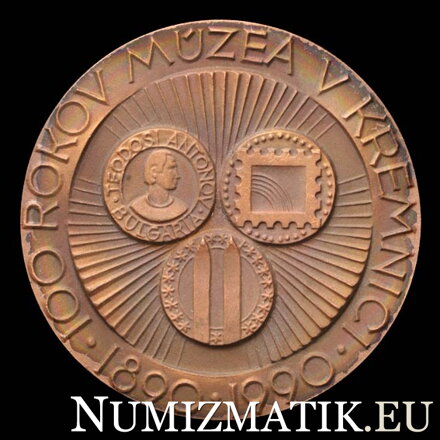 100 rokov kremnického múzea - tombaková medaila -  T. Antonov