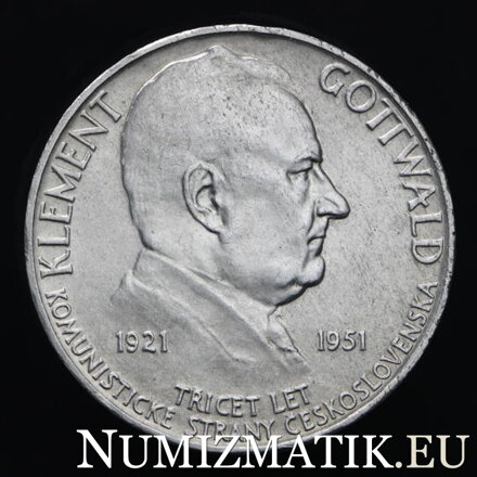100 Kčs/1951 - Klement Gottwald, KSČ - 30. výročie založenia