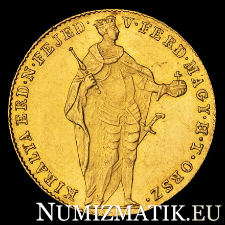 Ferdinand V. - dukát 1848 bz, maďarský opis