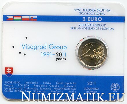 2 EURO/2011 - Vyšehradská skupina - 20. výročie vzniku - Coin card