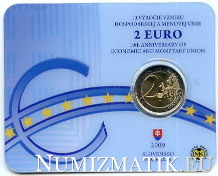 2 EURO/2009 - Hospodárska a menová únia - 10. výročie vzniku - Coin card