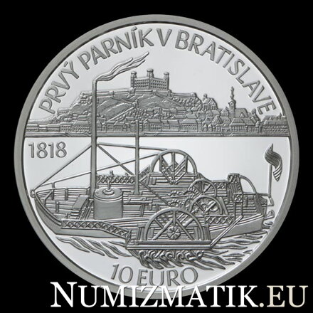 10 EURO/2018 - Plavba prvého parníka na Dunaji v Bratislave - 200. výročie