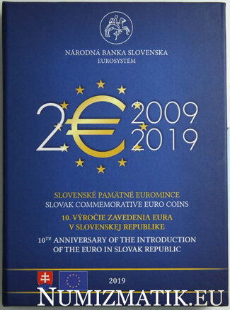 Sada mincí Slovenskej republiky 2019 - 10. výročie zavedenia Eura v SR, slovenské pamätné euromince