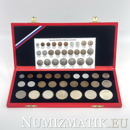 Kompletná sada mincí SR 1939-1945 aj s variantmi v etui