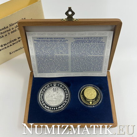 5000 Sk/1999 + 500 Sk/1999 - Zahájenie razby toliarových mincí v Kremnici - 500. výročie - dvojička v etui
