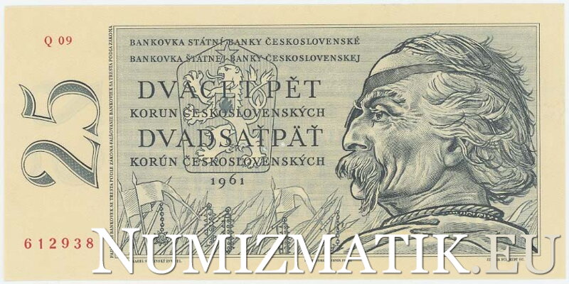 25 Kčs/1961 séria Q, perforovaná