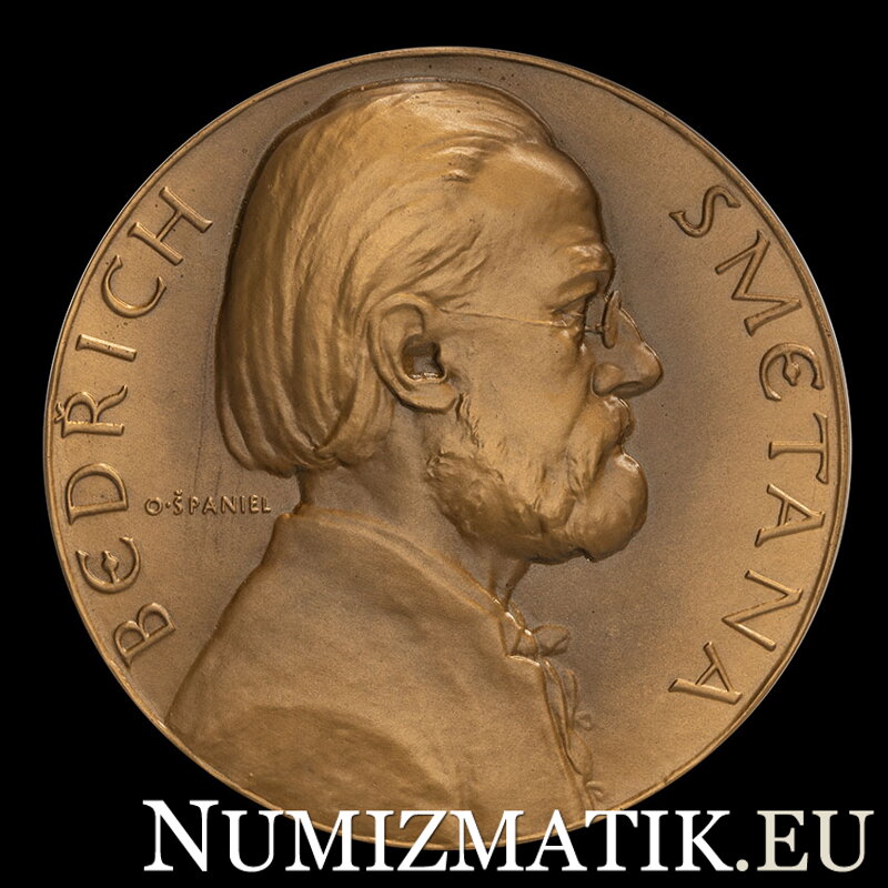 Bedřich Smetana – 100. výročie narodenia, bronzová medaila v etui, O. Španiel