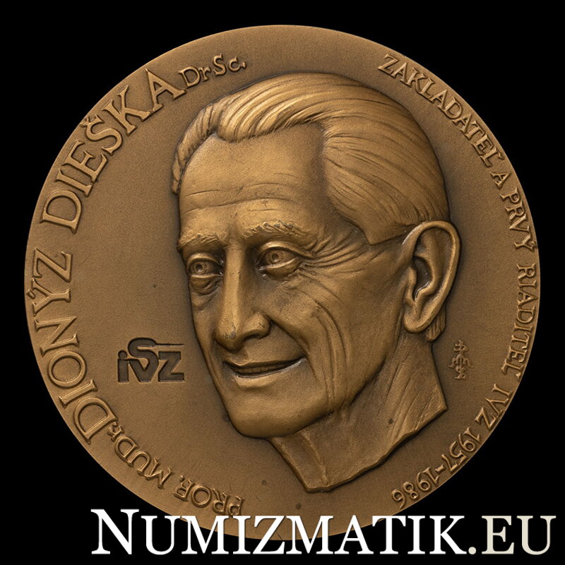 Prof. MUDr. Dionýz Dieška DrSc. founder of IVZ, 1996 - AE medal - M. Polonský