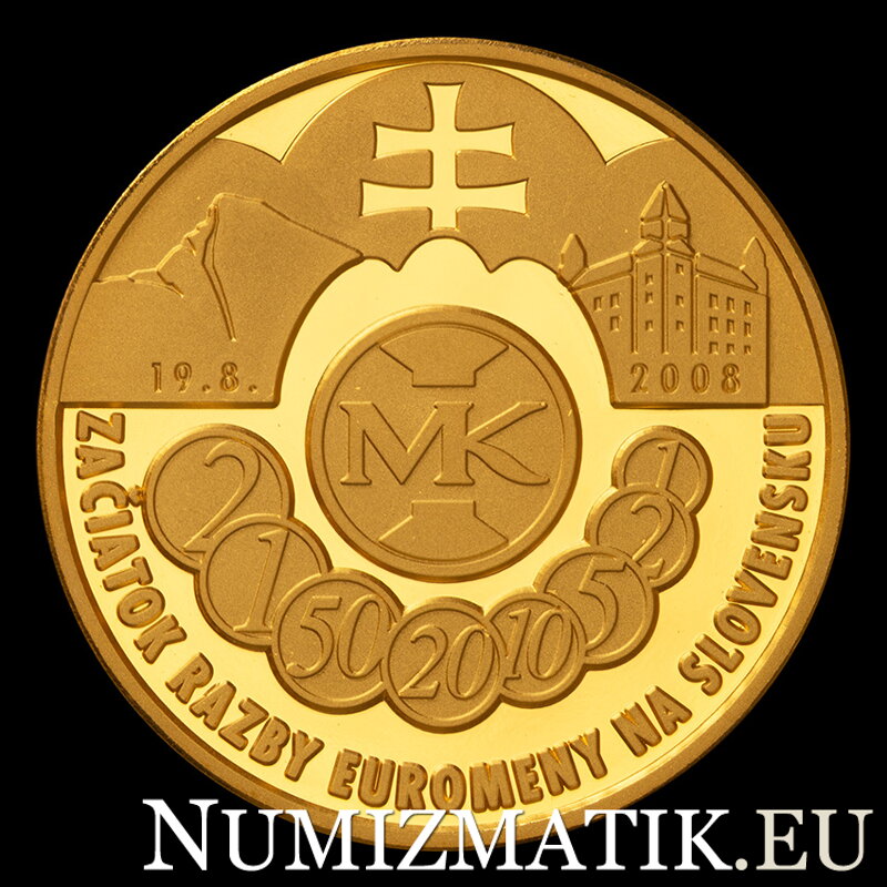 Start of euro currency minting in Slovakia - gold medal - M. Poldaufová