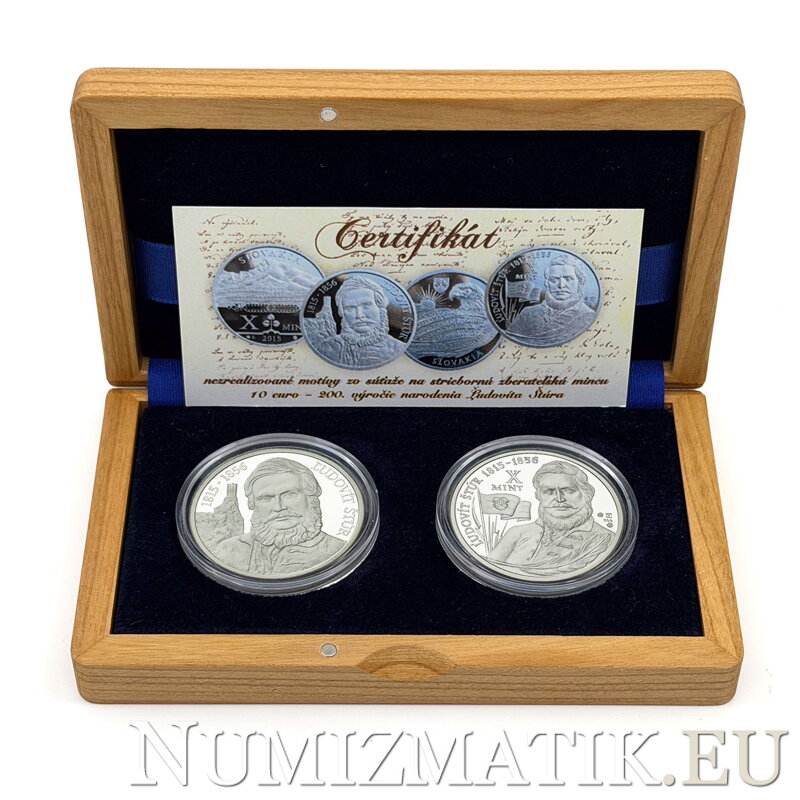 Ľudovít Štúr - 200. výročie narodenia - nerealizované motívy zo súťaže na striebornú zberateľsku mincu 10 €